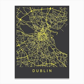 Dublin Map Neon Canvas Print