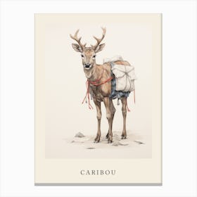 Beatrix Potter Inspired  Animal Watercolour Caribou 1 Canvas Print