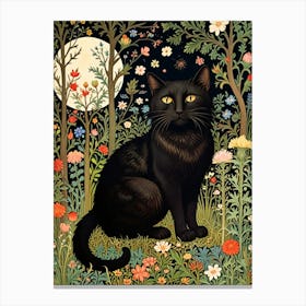 William Morris Black Cat In The Forest 21 Canvas Print