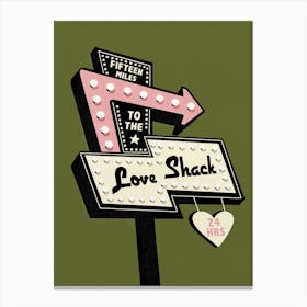 Olive Retro Love Shack, The B 52's Canvas Print