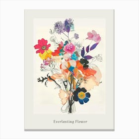 Everlasting Flower 3 Collage Flower Bouquet Poster Canvas Print