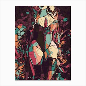 Abstract Geometric Sexy Woman (2) 1 Canvas Print