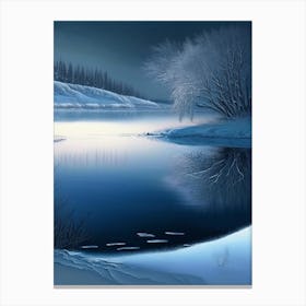 Frozen Lake Waterscape Crayon 2 Canvas Print