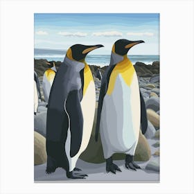 Emperor Penguin Boulders Beach Simons Town Minimalist Illustration 2 Canvas Print
