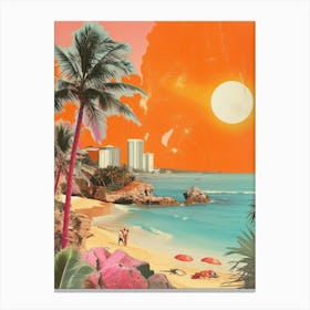 Miami   Retro Collage Style 3 Canvas Print
