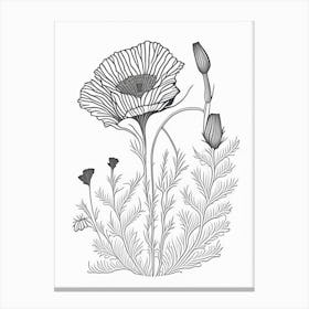 Poppy Herb William Morris Inspired Line Drawing 2 Canvas Print
