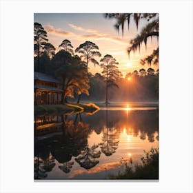 Sunrise At The Lake -Ai Canvas Print