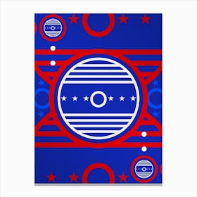 Geometric Abstract Glyph in White on Red and Blue Array n.0042 Canvas Print