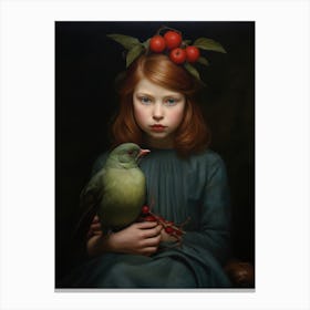 Girl With A Bird Canvas Print