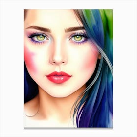 Portrait Of A Woman With Colorful Hair Canvas Print