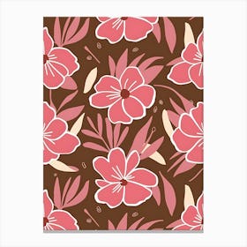 Pink And Brown Floral Pattern Canvas Print