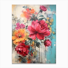 Vintage Bright Flowers 13 Canvas Print