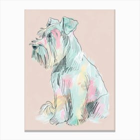 Pastel Sealyham Terrier Dog Line Illustration 2 Canvas Print