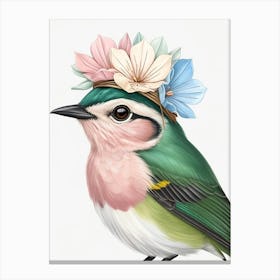 Bird With Flower Crown 9 Canvas Print