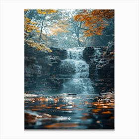 Waterfall In Autumn Canvas Print