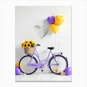 Bicycle With Flowers And Balloons Canvas Print