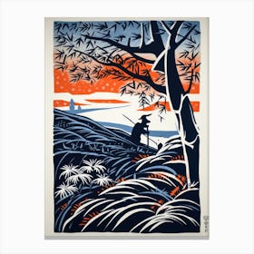 Japan Linocut Illustration Style 1 Canvas Print