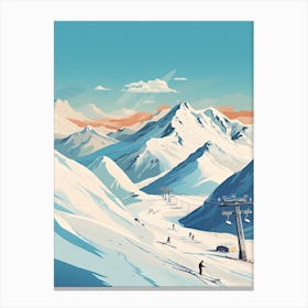 Gudauri   Georgia, Ski Resort Illustration 0 Simple Style Canvas Print