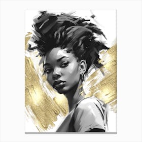 Black Girl with Gold Abstract 13 Canvas Print