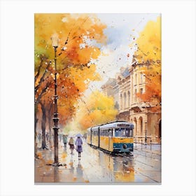 Budapest Hungary In Autumn Fall, Watercolour 4 Canvas Print