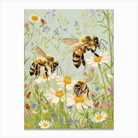 European Honey Bee Storybook Illustration 11 Canvas Print