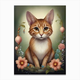 Cat In Flowers 1 Canvas Print