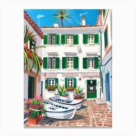 Boats On The Cobblestone Canvas Print