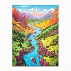 Plateau River Basins Cartoon 1 Canvas Print