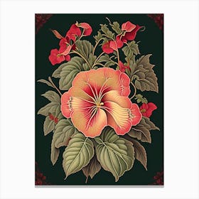 Impatiens 3 Floral Botanical Vintage Poster Flower Canvas Print