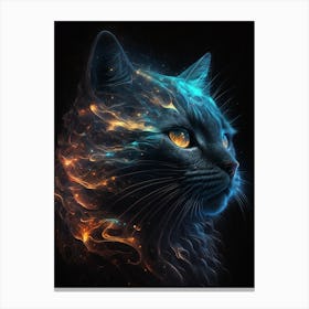 Black Fire Kitten in Space Canvas Print