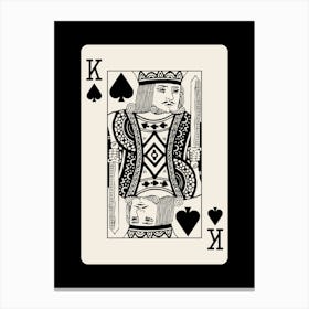 King Of Spades in Black, College Art, Trendy Card Art, Preppy, y2k Canvas Print