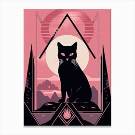 The Hermit Tarot Card, Black Cat In Pink 1 Canvas Print