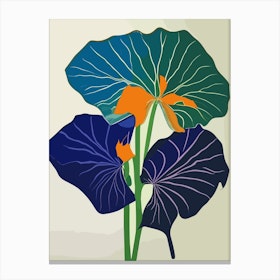 Nasturtium Leaf Colourful Abstract Linocut Canvas Print