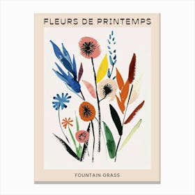 Spring Floral French Poster  Fountain Grass 3 Canvas Print