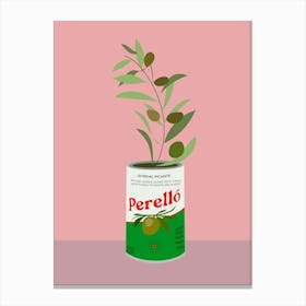Perello Olives With Plant Kitchen Canvas Print