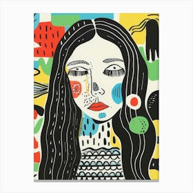 Girl With Long Hair Style Abstract Canvas Print