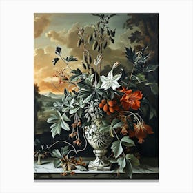Baroque Floral Still Life Aconitum 4 Canvas Print