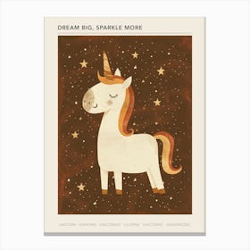 Cute Starry Unicorn Muted Pastels 2 Poster Canvas Print