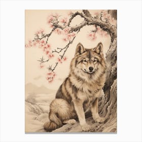 Japanese Wolf Vintage Style 1 Canvas Print