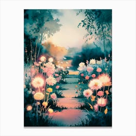 Path Of Flowers, Anime Art Lofi Canvas Print