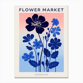 Blue Flower Market Poster Geranium 4 Canvas Print