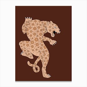 Brown Floral tattoo leopard Canvas Print