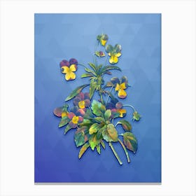 Vintage Johnny Jump Up Botanical Art on Blue Perennial Canvas Print