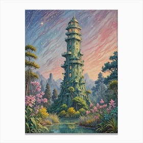 Futuristic Jungle Tower no1 Canvas Print