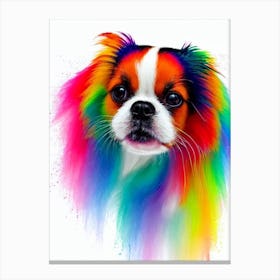 Japanese Chin Rainbow Oil Painting dog Canvas Print