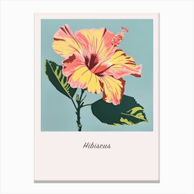 Hibiscus 5 Square Flower Illustration Poster Canvas Print