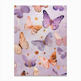 Butterflies In Purple And Gold Canvas Print