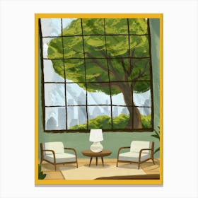 Living Room With Tree Canvas Print