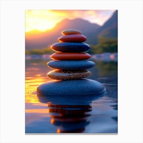 Zen Stones In The Water Canvas Print