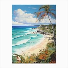 A Painting Of Playa Paraiso, Tulum Mexico 2 Canvas Print